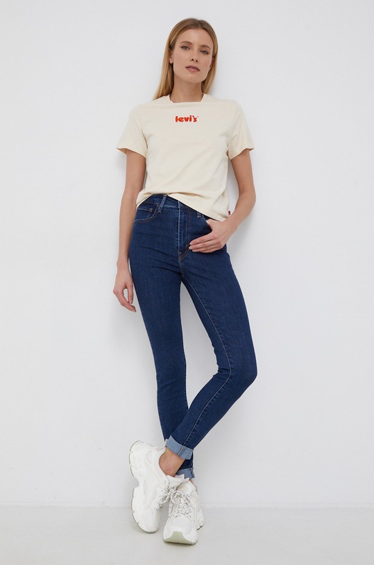 Bavlněné tričko Levi's A2226.0001 béžová SS22