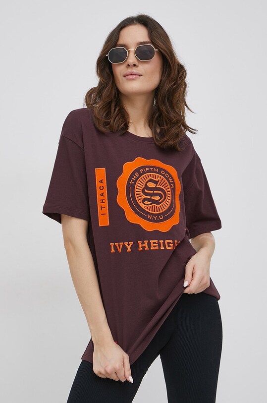 Superdry - T-shirt bawełniany aplikacja bordowy W1010675A.YFY