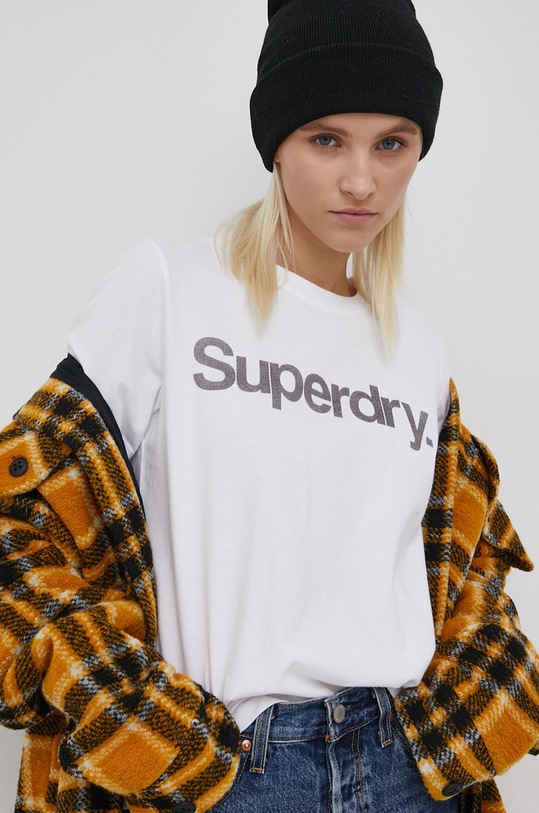 Superdry T-shirt bawełniany bawełna biały W1010710A.T7X