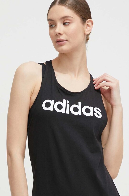 adidas top bawełniany Essentials czarny GL0566