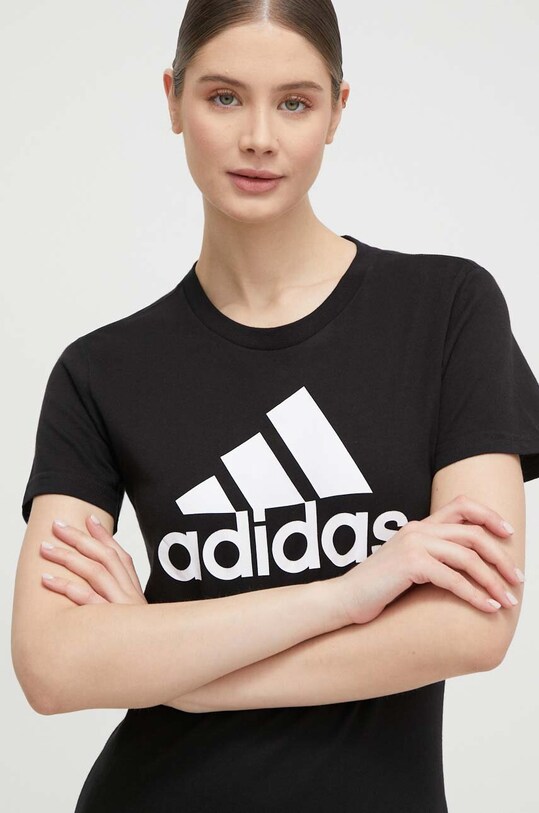 Хлопковая футболка adidas гладкий чёрный GL0722