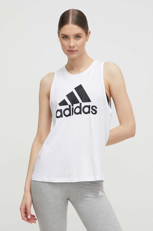 Bavlněný top adidas H10199 kulatý bílá H10199