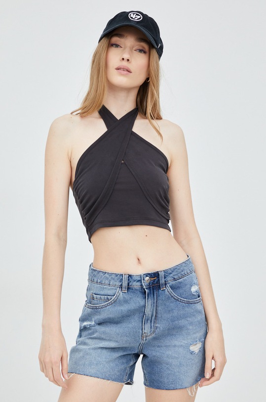 Top Noisy May crop top siva 27020666.Obsidian