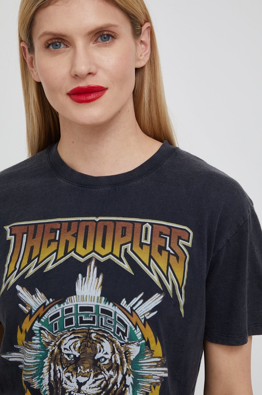 The Kooples tricou din bumbac gri FTSC20006K