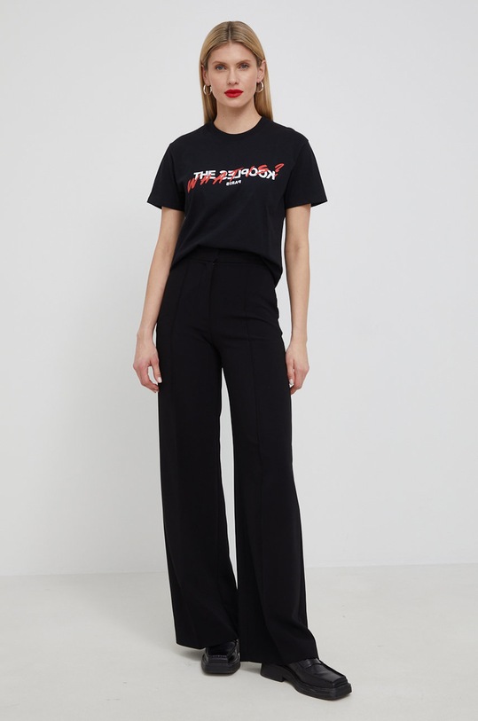 The Kooples tricou din bumbac FTSC20028K negru SS22