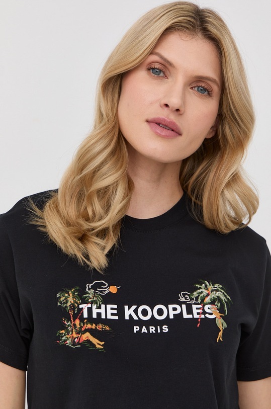 Bavlněné tričko The Kooples černá FTSC24034K
