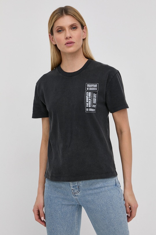 Bavlnené tričko The Kooples bavlna sivá FTSC24038K