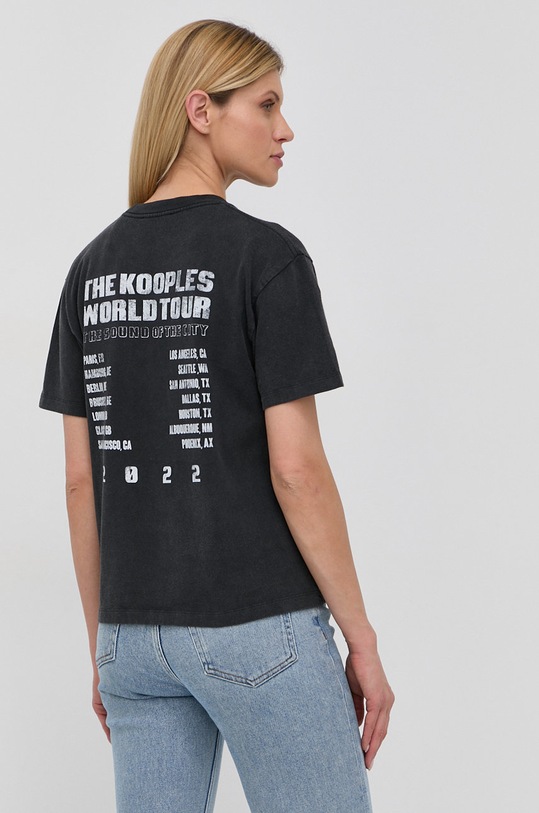 Oblečenie Bavlnené tričko The Kooples FTSC24038K sivá