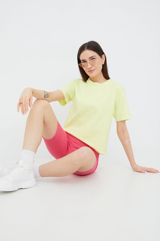 Pamučna majica adidas Originals Trefoil Moments bez uzorka zelena HE6891