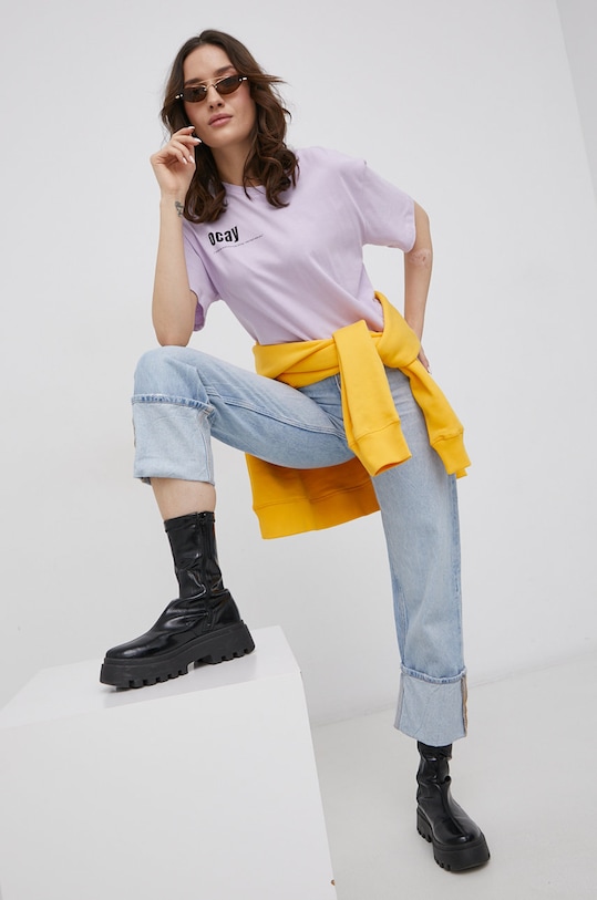 OCAY T-shirt bawełniany 221210320521.521 fioletowy SS22