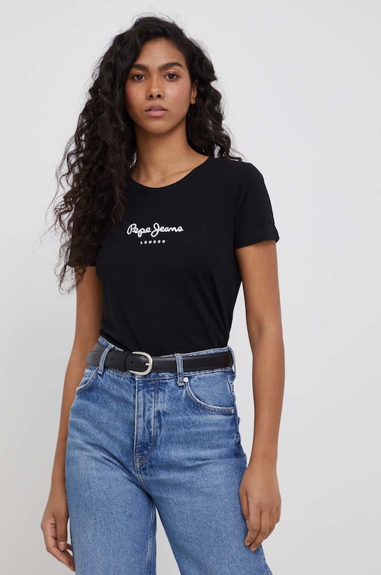 Футболка Pepe Jeans New Virginia Ss N с эластаном чёрный PL505202.999