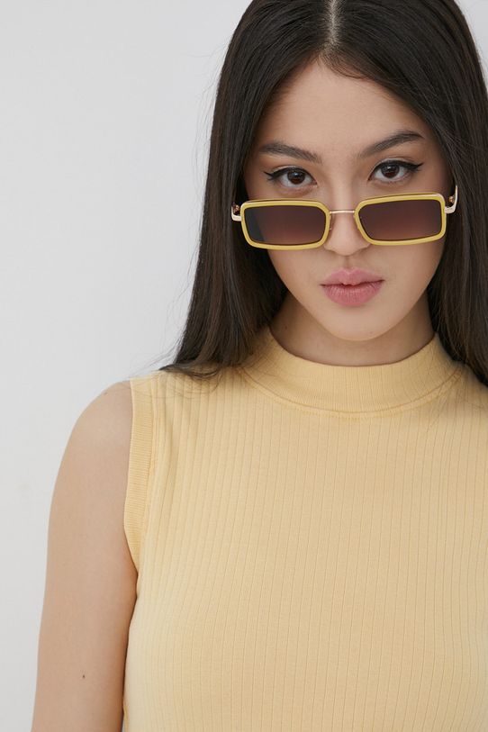 Roxy top bawełniany bawełna żółty ERJKT03763