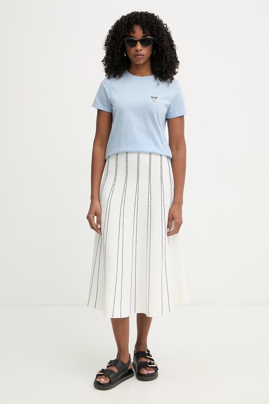 Памучна тениска Karl Lagerfeld Iconic Mini Choupette Rs Tee 216W1730.51 син AW22