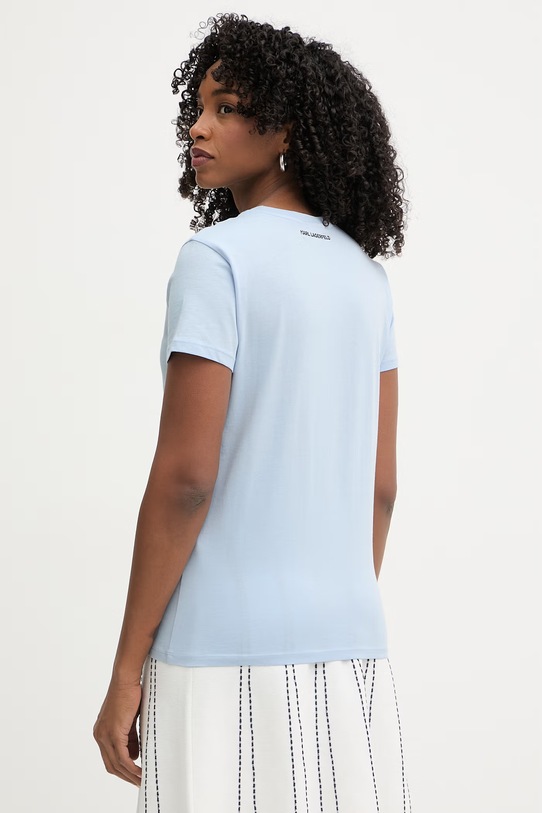 Дрехи Памучна тениска Karl Lagerfeld Iconic Mini Choupette Rs Tee 216W1730.51 син