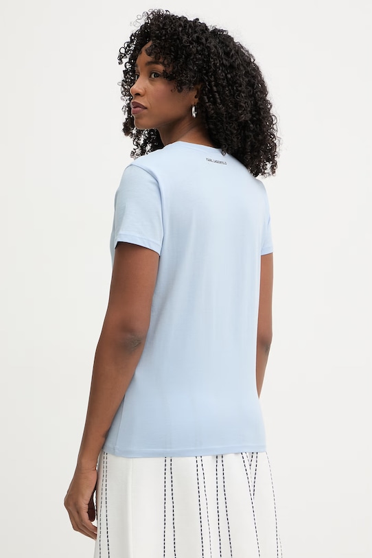 Дрехи Памучна тениска Karl Lagerfeld Iconic Mini Choupette Rs Tee 216W1730.51 син