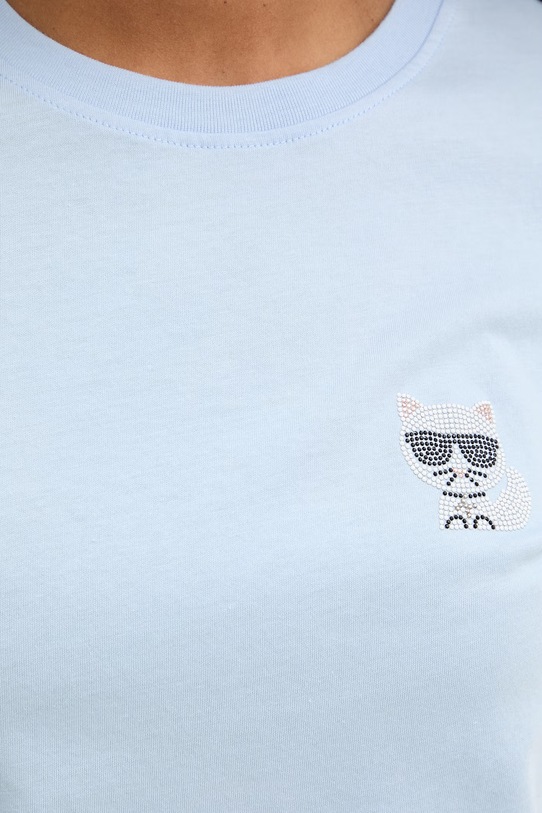Памучна тениска Karl Lagerfeld Iconic Mini Choupette Rs Tee 216W1730.51 син