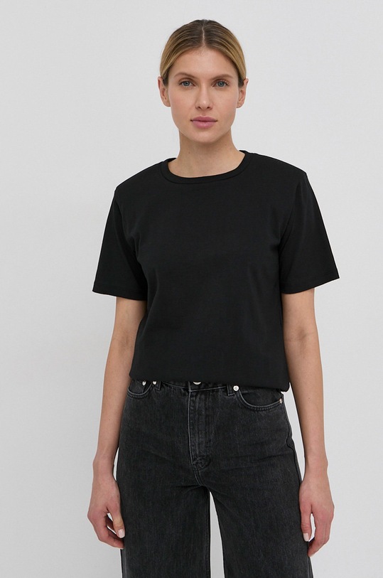Gestuz - T-shirt bawełniany Jory bawełna czarny 10904992