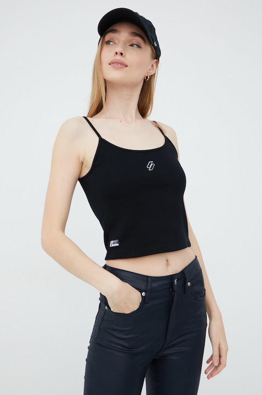 Superdry top απλικέ μαύρο W6011245A.02A