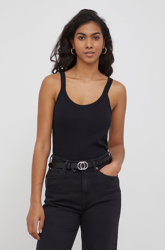 United Colors of Benetton top bawełniany bawełna czarny 3GA2E8397.100