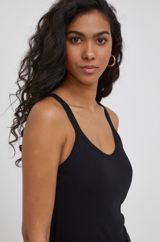 United Colors of Benetton top bawełniany czarny 3GA2E8397.100