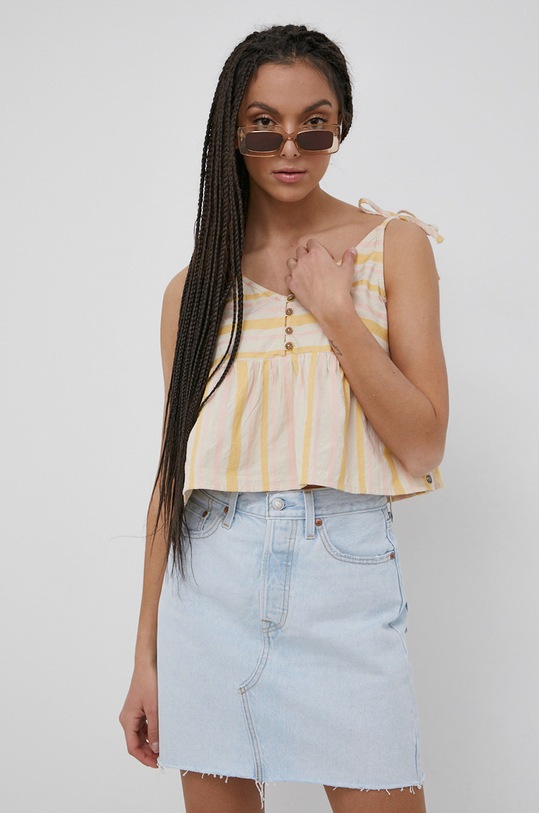 Roxy bluza din bumbac fixat bej ERJWT03520