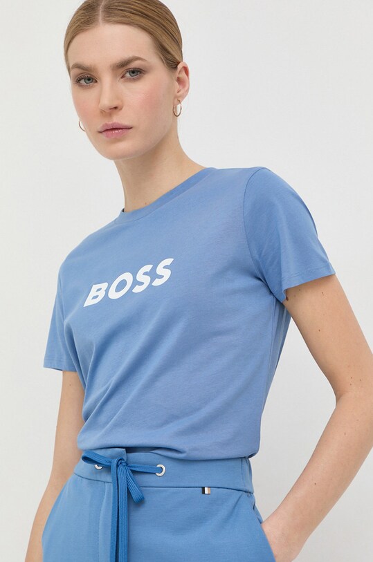Βαμβακερό μπλουζάκι BOSS μωβ 50468356