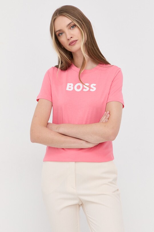 Bavlněné tričko BOSS 50468356 růžová AA00