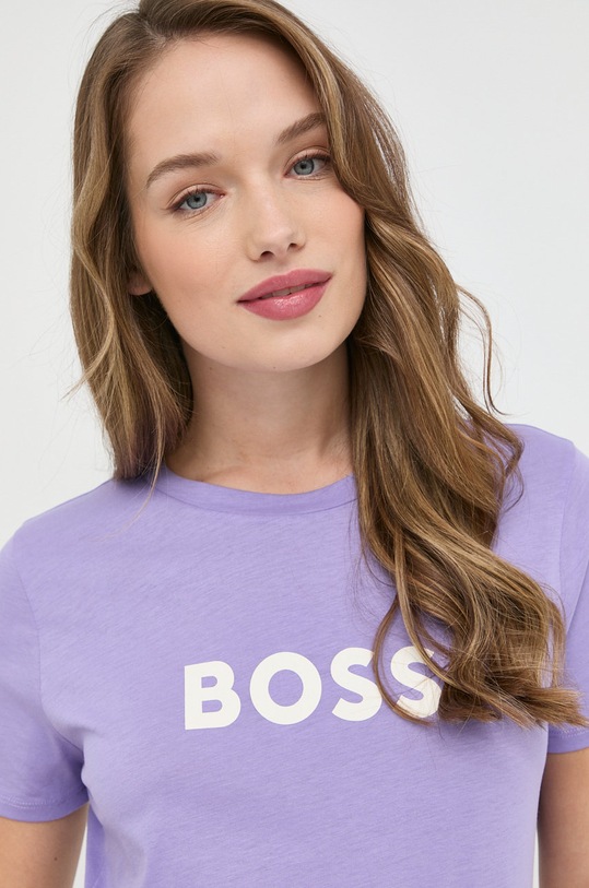 Памучна тениска BOSS виолетов 50468356