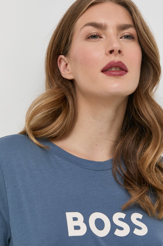 Хлопковая футболка BOSS голубой 50468356