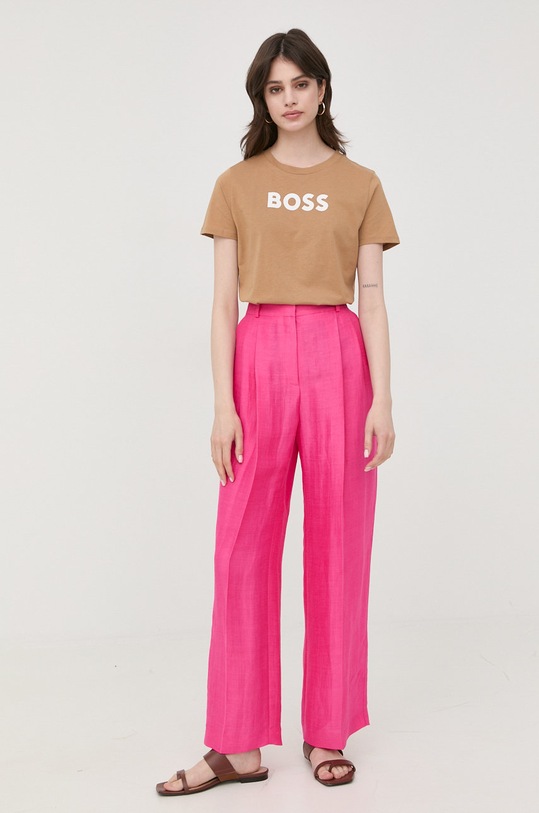 BOSS tricou din bumbac print bej 50468356