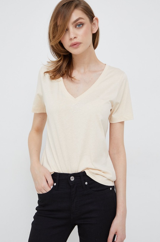 Calvin Klein t-shirt bawełniany bawełna beżowy K20K204357.PPYY