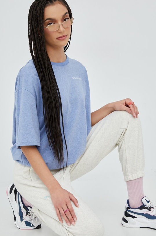 New Balance tricou WT21558NHR melanj albastru WT21558NHR