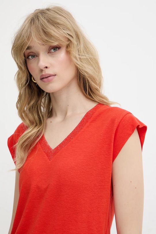 Morgan t-shirt lniany czerwony 221.DAME