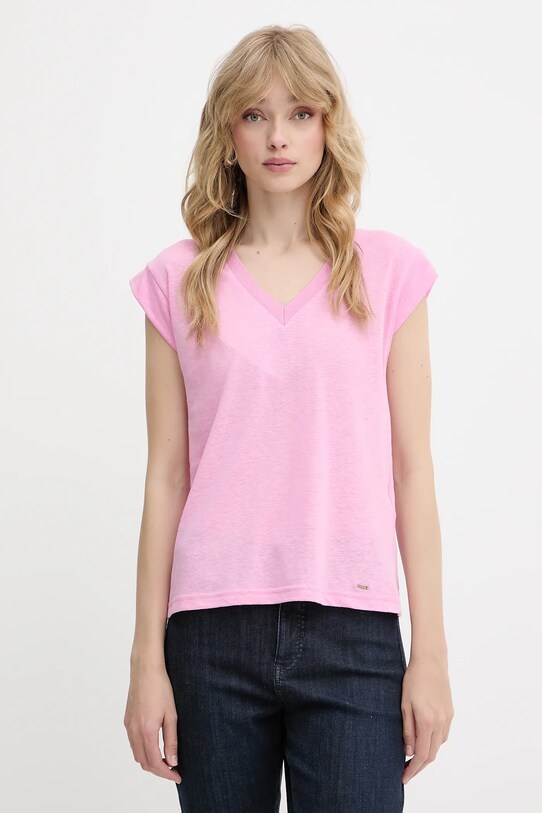 Morgan t-shirt lniany różowy 221.DAME