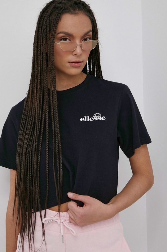 Ellesse t-shirt bawełniany wzorzyste czarny SGM14626