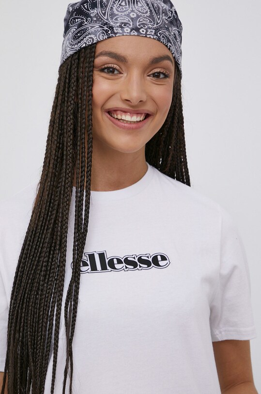 Ellesse tricou din bumbac imprimeu alb SGM14632