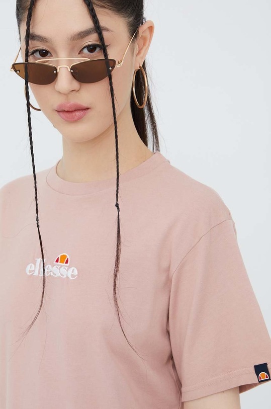 Bavlněné tričko Ellesse nášivka růžová SGM13148