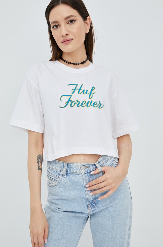 HUF t-shirt bawełniany biały wts0048