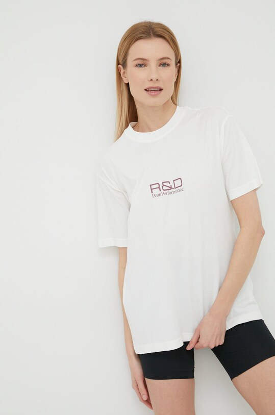 Peak Performance t-shirt bawełniany G78266010 biały