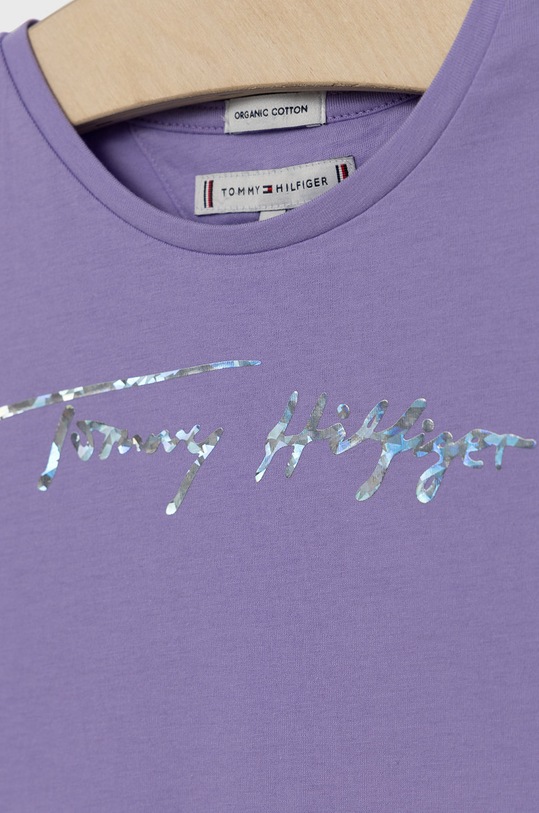 Dziewczynka Tommy Hilfiger T-shirt bawełniany dziecięcy KG0KG06301.PPYY fioletowy