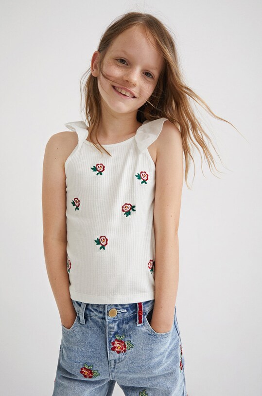 Desigual top dziecięcy 22SGTK16 wzorzyste biały 22SGTK16