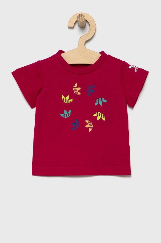 Otroška bombažna kratka majica adidas Originals Okrogel roza HE6845