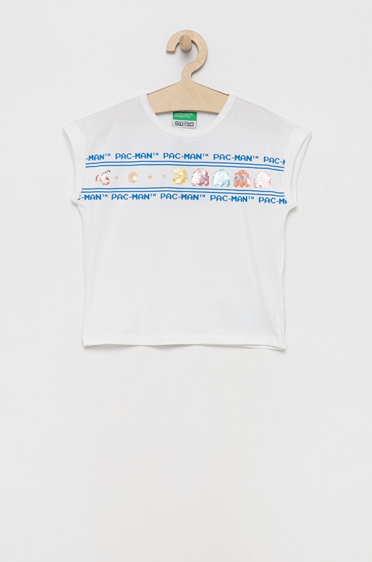 United Colors of Benetton t-shirt bawełniany dziecięcy nadruk biały 3096C103I.G