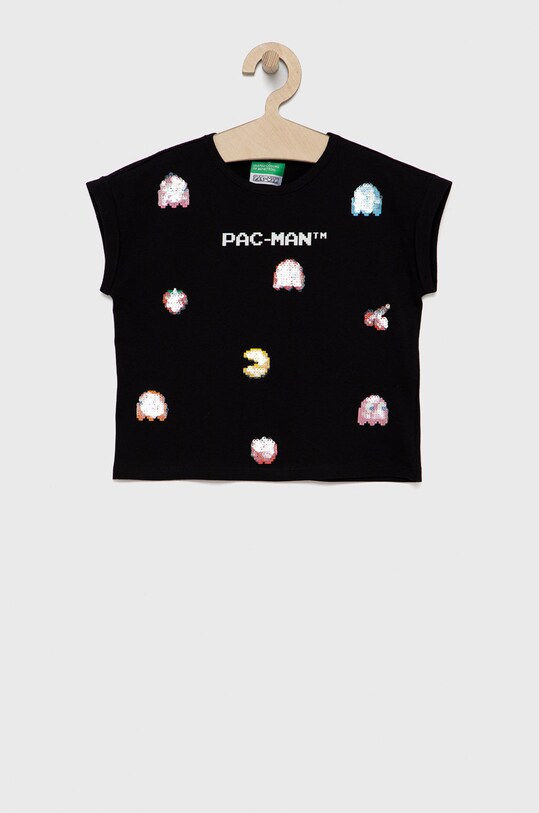 United Colors of Benetton t-shirt bawełniany dziecięcy nadruk czarny 3096C103I.G