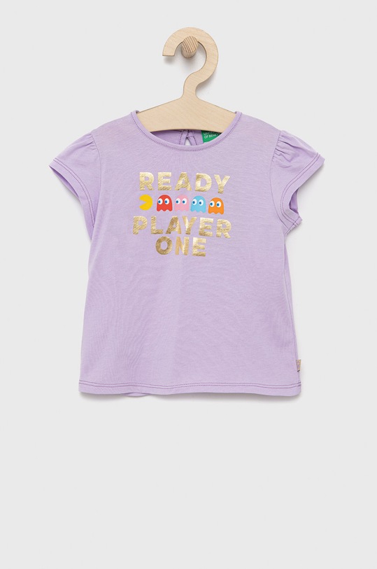 Dětské bavlněné tričko United Colors of Benetton kulatý fialová 3096G102J.P