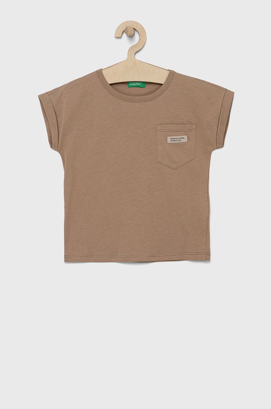 United Colors of Benetton t-shirt bawełniany dziecięcy bawełna brązowy 3I1XC101N.G
