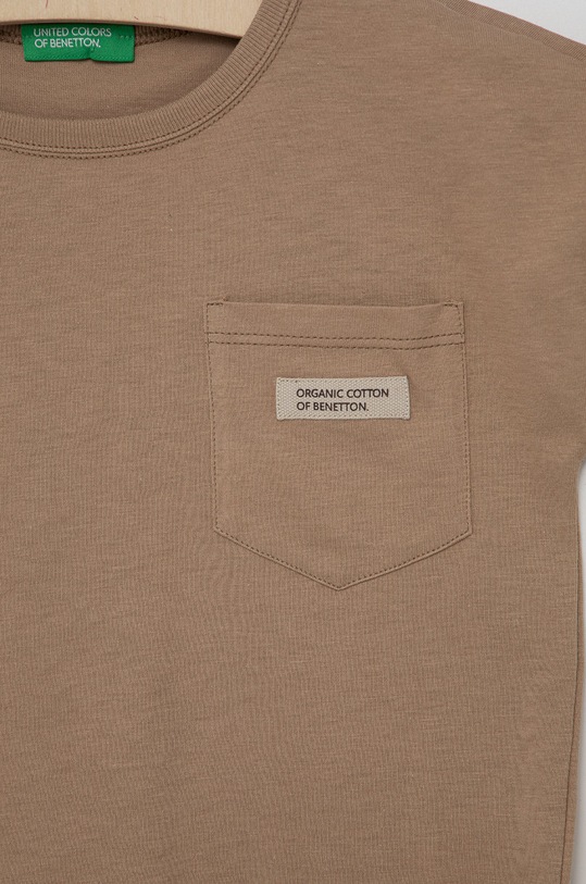 Dziewczynka United Colors of Benetton t-shirt bawełniany dziecięcy 3I1XC101N.G brązowy