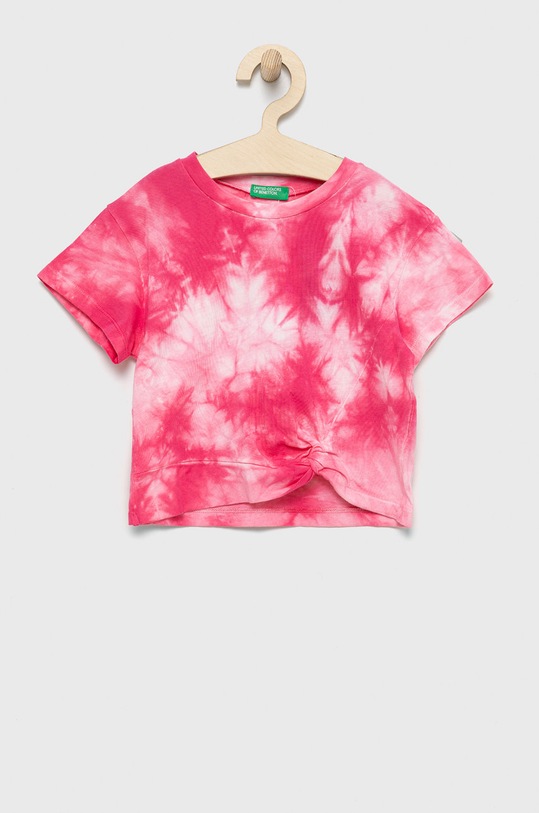 United Colors of Benetton tricou de bumbac pentru copii cu modele roz 3085C104S.G