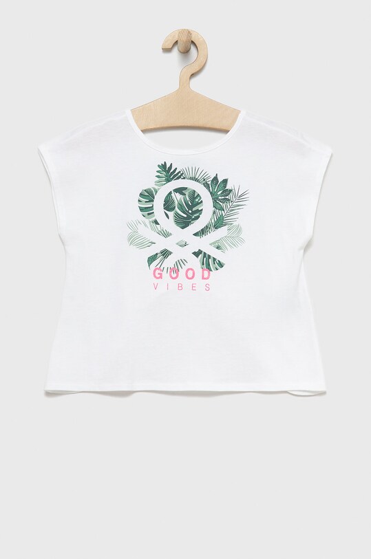 Dječja pamučna majica kratkih rukava United Colors of Benetton pamuk bijela 3I1XC104O.G