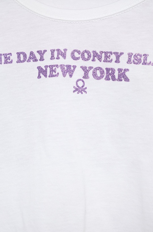 Dievča Detské bavlnené tričko United Colors of Benetton 3I1XC104R.G biela